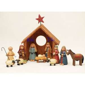  Blossom Bucket 12pc Nativity Set with Creche and Christ 