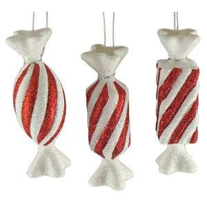  Set of 3 Peppermint Twist Red and White Hard Candy 