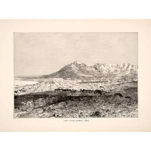  1890 Wood Engraving (Photoxylograph) Cityscape Cape Town 