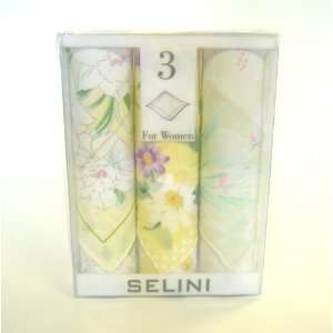  Handkerchiefs for Women   3 PC Yellow Floral Print 