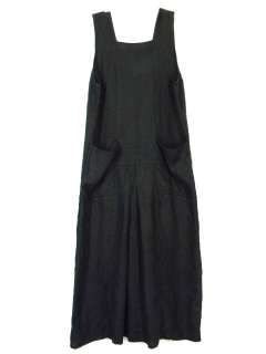 FLAX Jeanne Engelhart Jibe Jumper Dress Sz S Black 100% Linen 