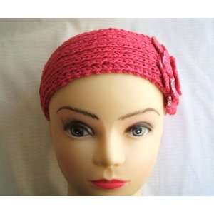  Pink Flower Crochet Headband Beauty