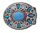   American Belt Buckle Turquoise Stone Indian Ladies Woman Cowgirl