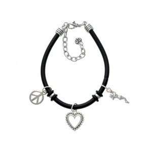 Basketball Player Girl with Pink Ball Black Peace Love Charm Bracelet 