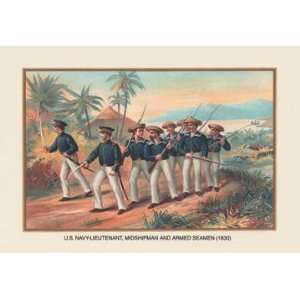  Lieutenant Midshipman and Armed Seamen 1830 28x42 Giclee 