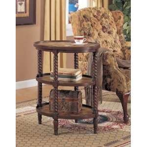  Masterpiece 3 Tier Tray Table   Faux Aged Mahogany with 