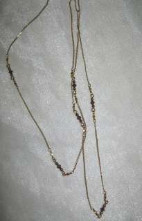 Delicate Monet Goldtone Chain Necklace Purple Crystals  