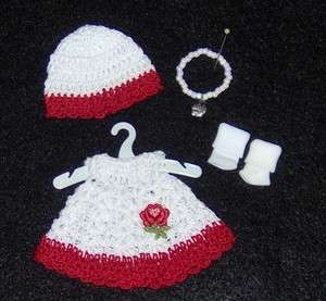 Thread Crochet Dress, Hat, w/ Socks & Necklace fits Mini Ginny Dolls 