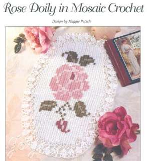 Rose Doily & Rose Bookmark mosaic crochet patterns  