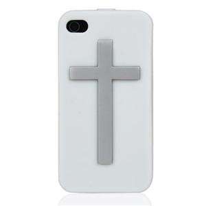    Silicone Case with Cross for iPhone 4/4S White 