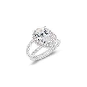 23 Cts Diamond & 2.03 Cts White Topaz Cluster Ring in 14K White Gold 