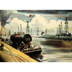  1940 Print Standard Oil New Jersey Lago Petroleum Barge 