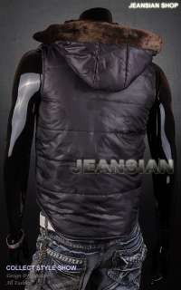 SWM Mens Designer Camouflage Cotton Vest Fur Hoodies Jacket Tops 