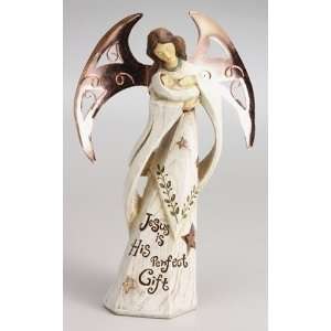  Set of 2 8.5 Angel W/Baby Bleach Wood