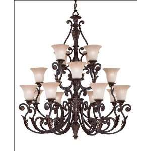   Chandelier   Antique Copper Finish  Tinted Scavo Glass Home