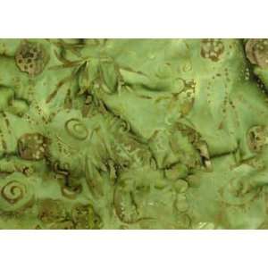   Taupe Green Thin Scrolling Flowers on Greem Background by Moda Fabrics
