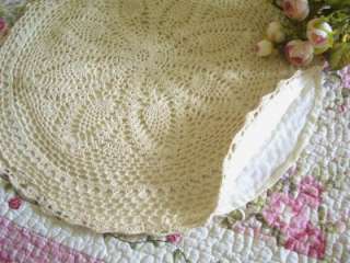 Light Ivory Crochet Lace Round Cotton Cushion Cover DIY  