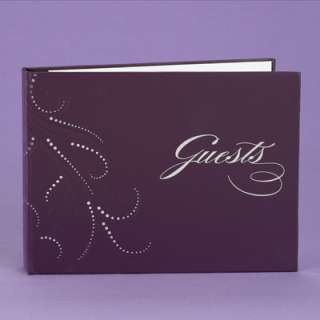 Purple Flourish w/ Silver Accent Guest Book Elegant Wedding Reception 