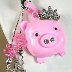  Pink Pig Princess with Crown Cell Phone Charm Strap 
