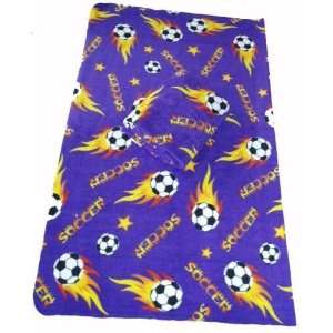 LARGE Size 70x60 Soccer Ball Anti pill Polar Fleece Blanket (Purple 