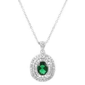  Darbys Simulated Emerald Pendant Necklace Jewelry