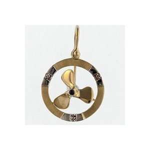   Gold Spinning Prop with Saph LG Nautical Pendant