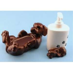   CHOCOLATE LAB dog SOAP DISH LOTION PUMP bathroom decor