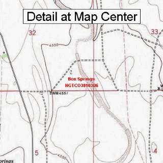   Topographic Quadrangle Map   Box Springs, Colorado (Folded/Waterproof