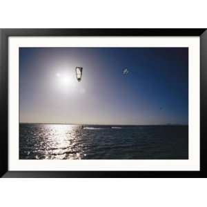  Kite Surfers Enjoying a Day on a Windswept Bay Framed 