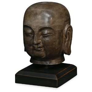  Serene Stone Monk Head Sculpture