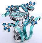 Blue swarovski crystal frog cuff bracelet jewelry 1