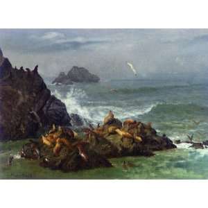   Rocks, Pacific Ocean, California Albert Bierstadt