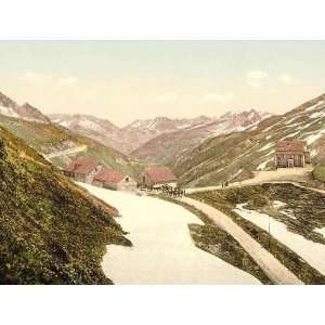 Vintage Travel Poster   Fuka Pass Bernese Oberland Switzerland 24 X 18 