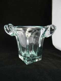 DAUM NANCY ART CLEAR CRYSTAL GLASS FLOWER BUD VASE 1950 70S SIGNED 