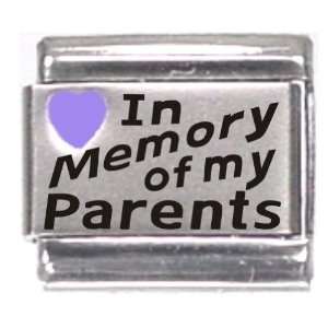  In Memory Of My Parents Purple Heart Laser Italian Charm 