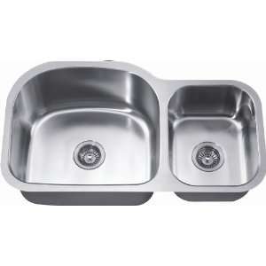  Dawn ASU107R Undermount Satin Double Bowl Kitchen Sink 