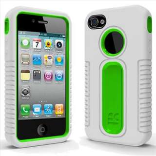 White Green Duo Shield Double Layer Hard Case Gel Cover For Apple 