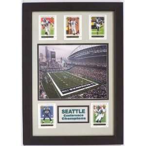 Seattle Seahawks Qwest Stadium Photograph Including Five Trading Cards 
