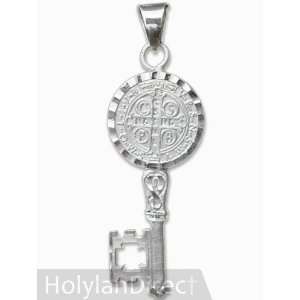  Sterling Silver Saint Benedict Medal with Key (925 Pendant 