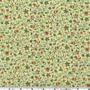  45 Wide 3s Company June Flower Vines Sage Green Fabric 
