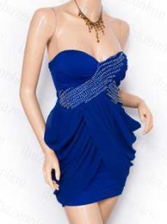  Beads Ruching Strapless Evening Cocktail Prom Tube Dress 
