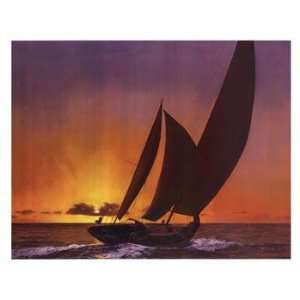  Sails In the Sunset   Poster by Diane Romanello (30 x 24 