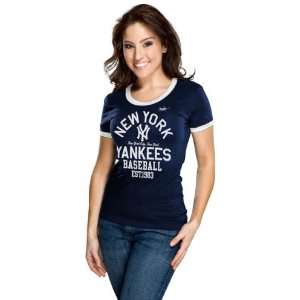  New York Yankees Womens Nike Navy Cooperstown Ringer T 