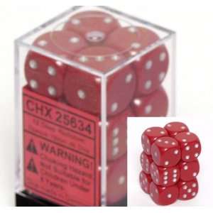   16mm d6 Deep Red w/Silver Dice Block 12 pipped dice Toys & Games