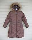 rothschild childrens girls long brown down style coat w zip