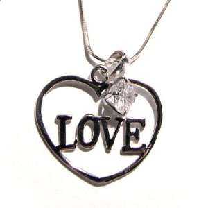  Heart Love Silver Plated Pendant with Cubic Zirconian 