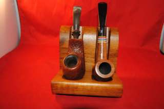 1950s Decatur Solid Walnut 2 pipe stand  Pipes not included  