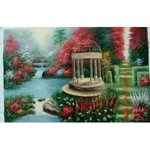  24X36 inch Landscape Oil Painting Russian Flowering Garden 