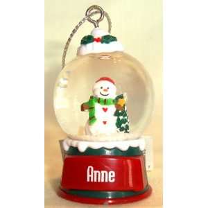  Anne Christmas Snowman Snow Globe Name Ornament 