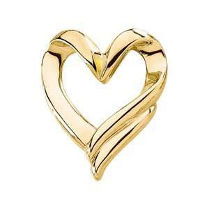  14k Yellow Gold Heart Chain Slide 27x23.5mm   JewelryWeb 